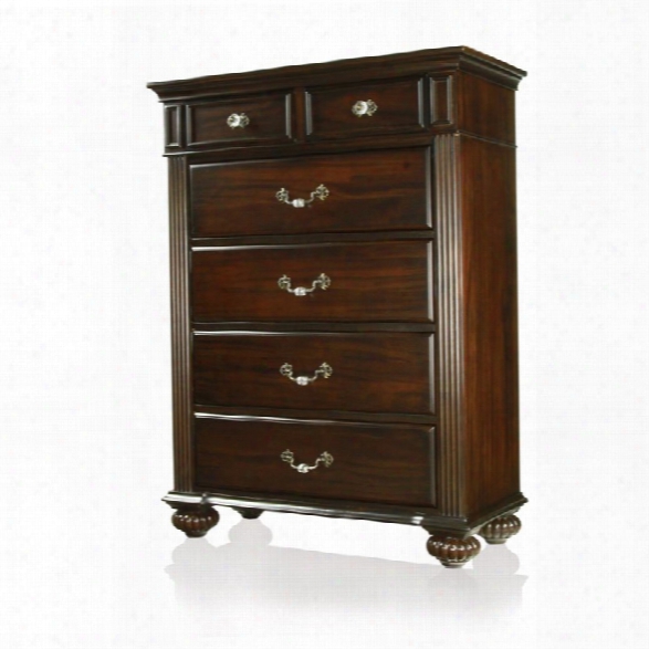 Furniture Of America Damos 6 Drawer Chest In Dark Walnut