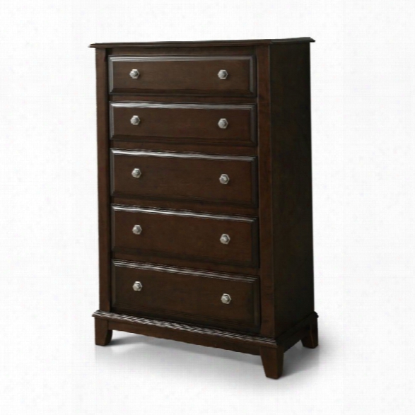 Furniture Of America Glinda 5 Drawer Chest In Brown Cherry