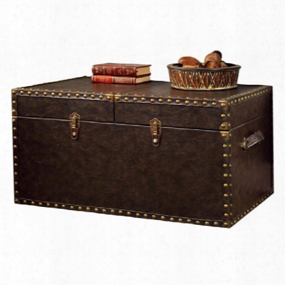 Furniture Of America Lange Trunk Coffee Table In Antique Brown