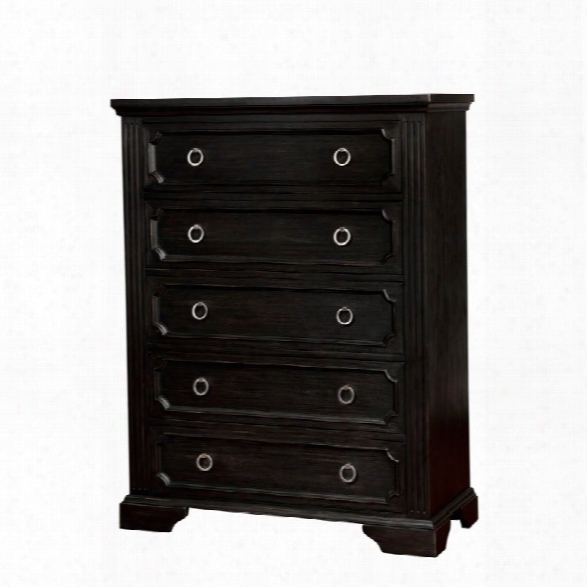 Furniture Of America Maltese 5 Drawer Chest In Wire-brushed Black