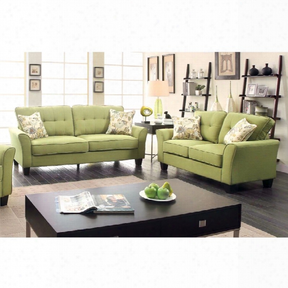 Furniture Of America Pryor 2 Piece Tufted Sofa Set In Green