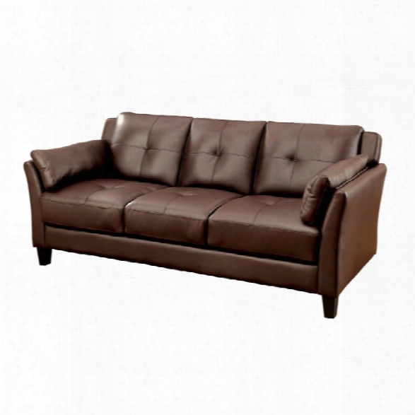 Furniture Of America Tonia Tufted Faux Leather Sofa In Brown