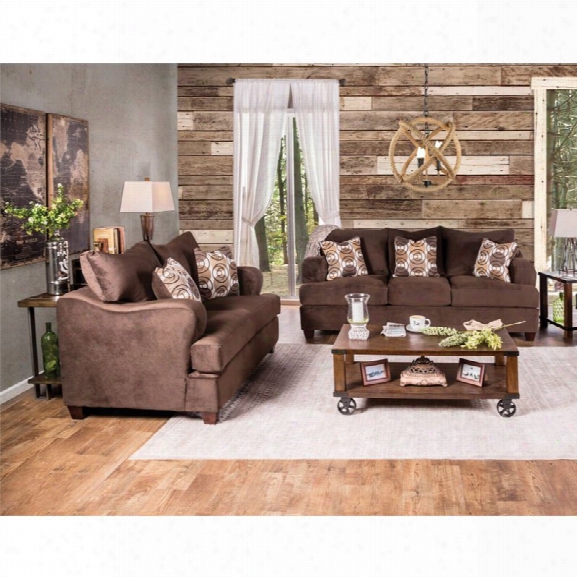 Furniture Of America Tremble 2 Piece Sofa Set In Chocolate