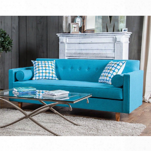 Furniture Of Ameica Zepeda Upholstered Sofa In Turquoise