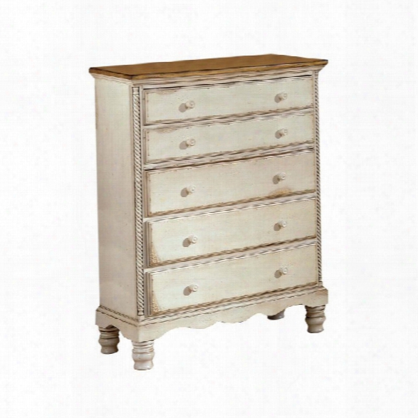 Hillsdale Wilshire 5 Drawer Chest In Antique White