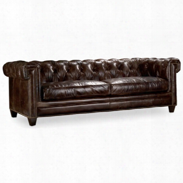 Hooker Furniture Chester Stationary Leather Sofa In Brown