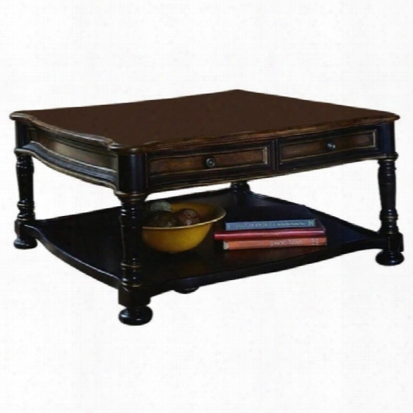 Hooker Furniture Preston Ridge Square Cocktail Table In Black & Cherry