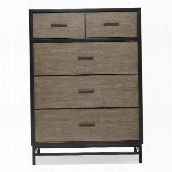 Maklaine 5 Drawer Chest In Black And Brown