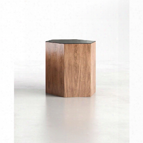 Modloft Centre Large Occasional Table In Black Glass On Walnut