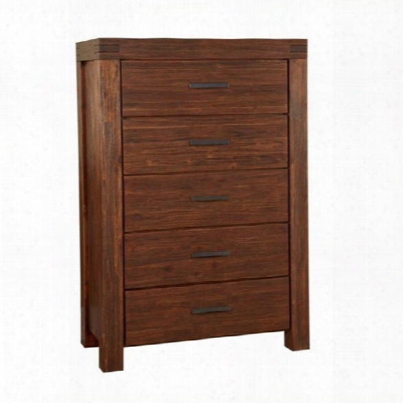 Modus Furniture Meadow 5 Dra Wer Solid Wood Chest In Brick Brown