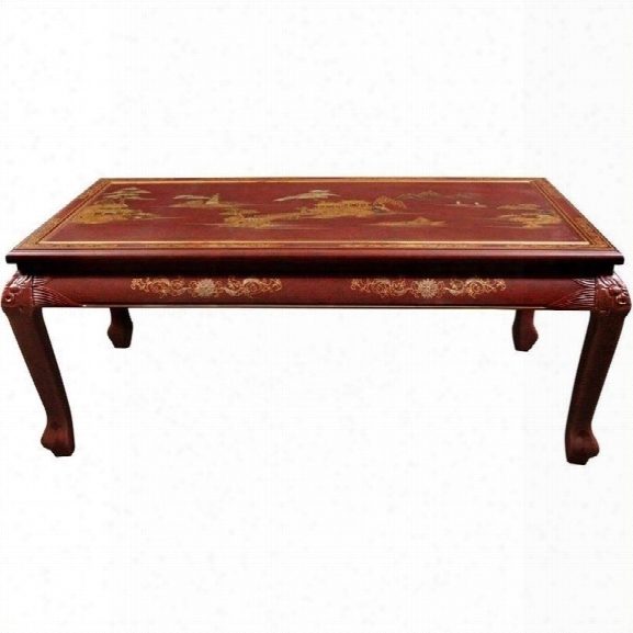 Oriental Furniture Claw Foot Coffee Table In Red Lacquer