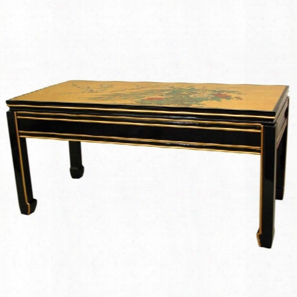 Oriental Furniture Lacquer Coffee Table In Gold