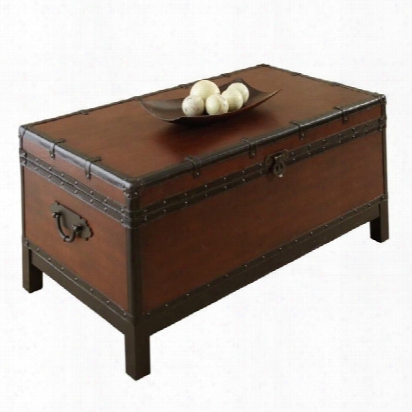 Steve Silver Company Voyage Trunk Coffee Table In Antique Cherry Brown