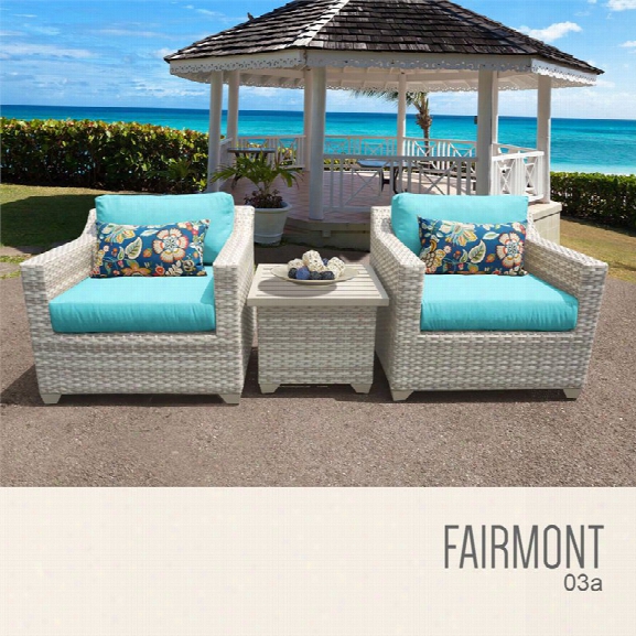 Tkc Fairmont 3 Piece Patio Wicker Conversation Set In Turquoise