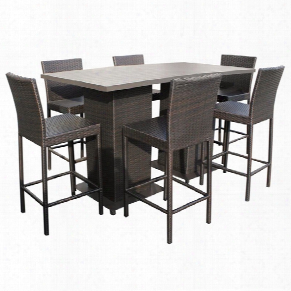 Tkc Napa 7 Piece Patio Wicker Pub Set In Espresso