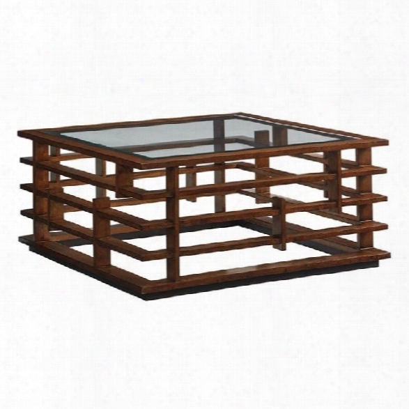 Tommy Bahama Island Fusion Nobu Square Glass Coffee Table In Brown