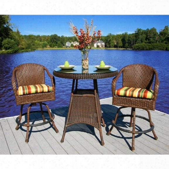 Tortuga Sea Pines 3 Piece Pub Set-java/ Rave Pine