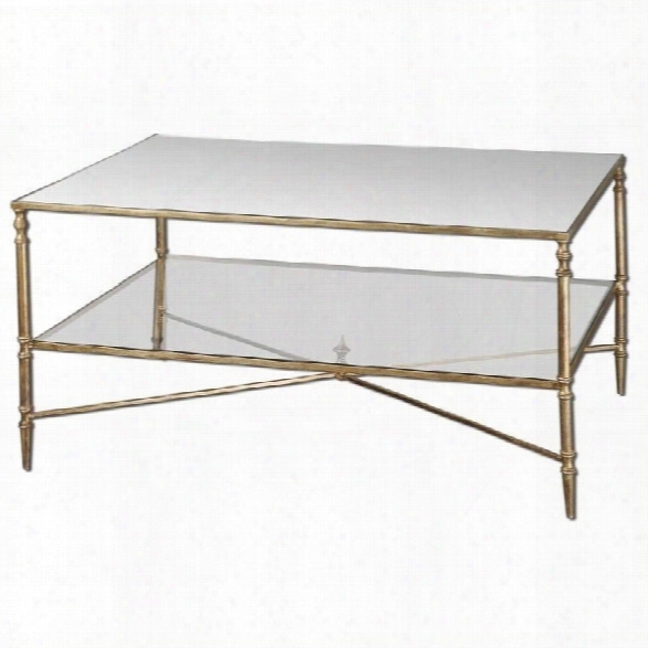 Uttermost Henzler Mirrored Glass Coffee Table In Gold