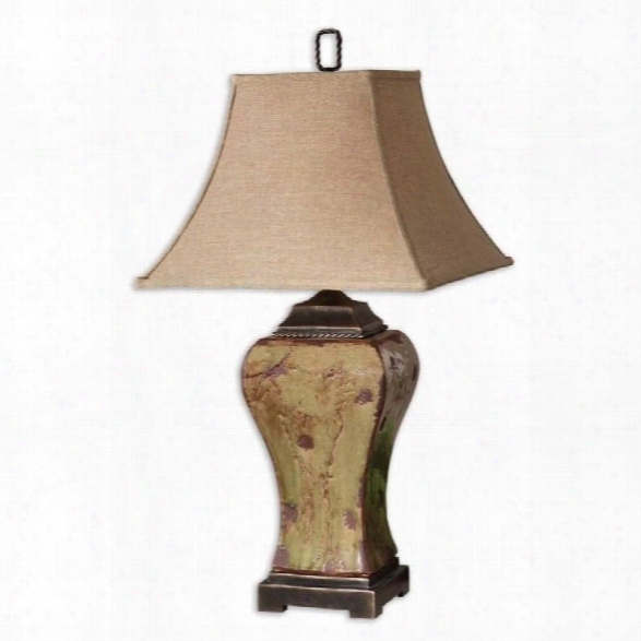 Uttermost Porano Distressed Porcelain Table Lamp In Mossy Green
