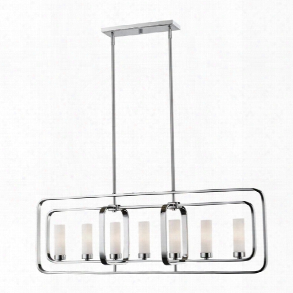 Z-lite Aideen 7 Light Kitchen Island Pendant In Matte Opal And Chrome