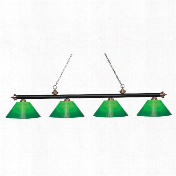 Z-lite Riviera 4 Light Game Table Light In Green And Green Cased