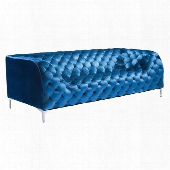 Zuo Providence Velvet Sofa In Blue