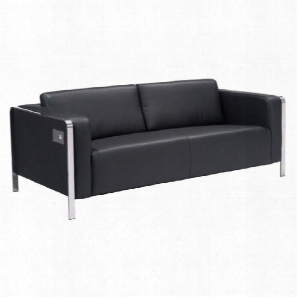 Zuo Thor Faux Leather Sofa In Black