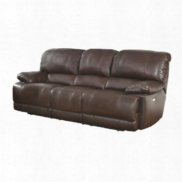 Abbyson Living Aspen Leather Power Reclining Sofa In Brown
