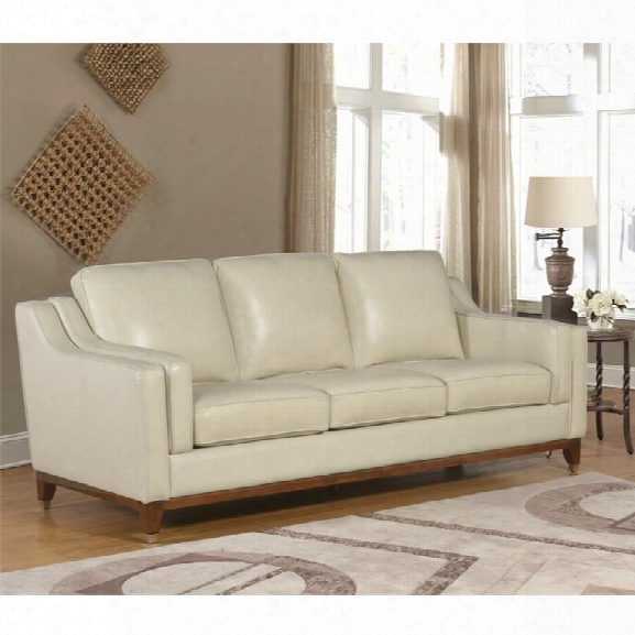 Abbyson Living Clayton Top Grain Leather Sofa In Cream