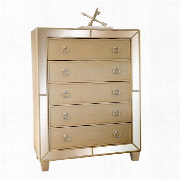 Abbyson Living Francesca Mirrored 5 Drawer Chest In Gold