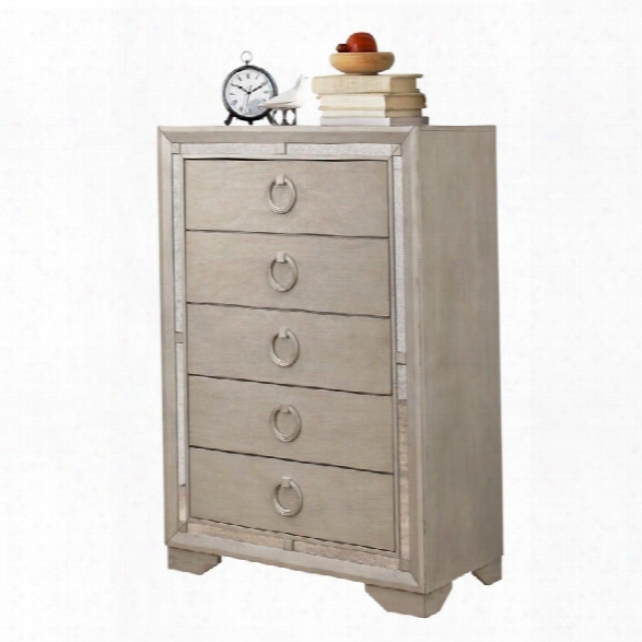 Abbyson Living Grayson Mirrored 5 Drawer Chest In Gray