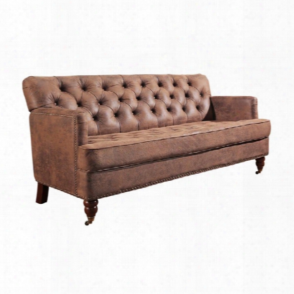 Abbyson Living Rosalie Sofa With Caster In Antique Brown