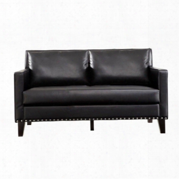 Armen Living Dallaas Love Black Leather Cowhide Side Panels In Black