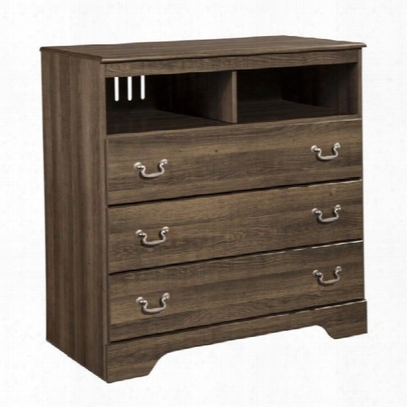 Ashley Allymore 3 Drawer Wood Media Chest In Brown