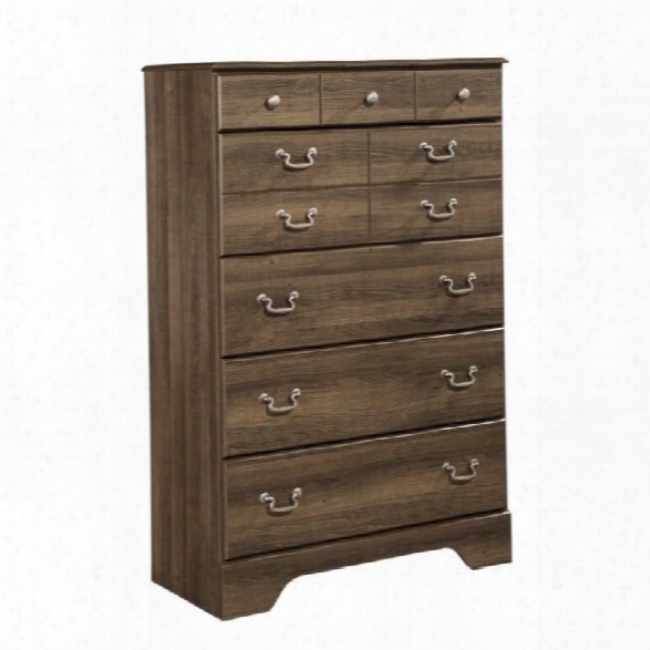 Ashley Allymore 5 Drawer Wood Chest In Brown