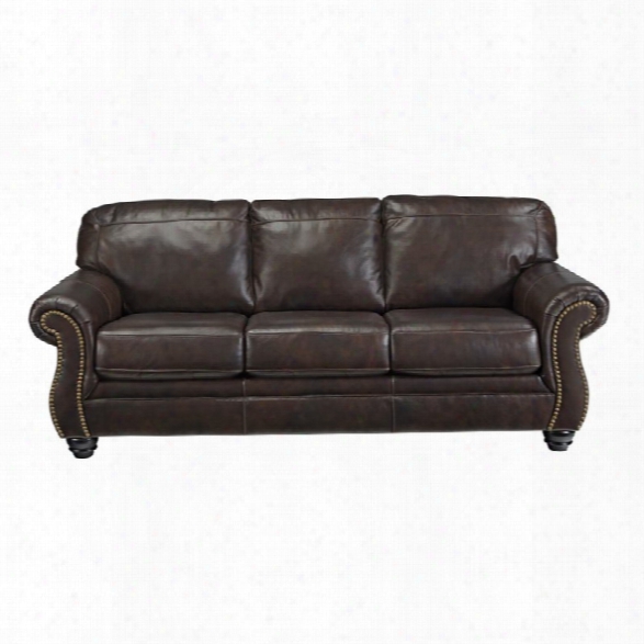 Ashley Bristan Leather Sofa In Walnut