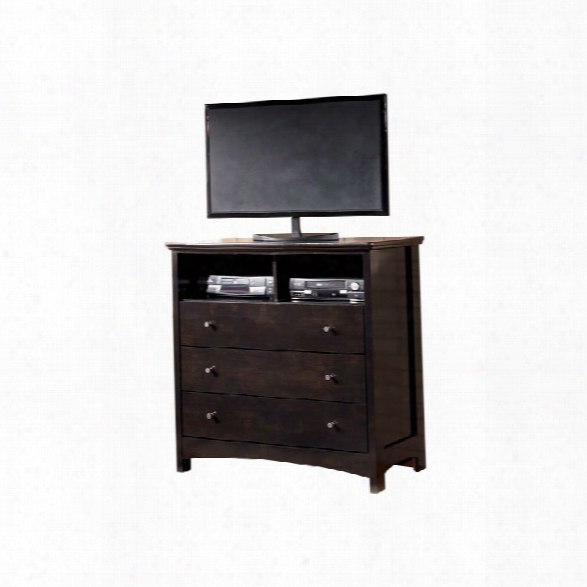 Ashley Harmony 3 Drawer Wood Media Chest In Dark Brown