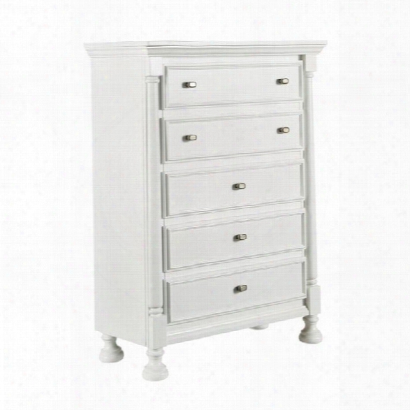 Ashley Kaslyn 5 Drawer Wood Chest In White