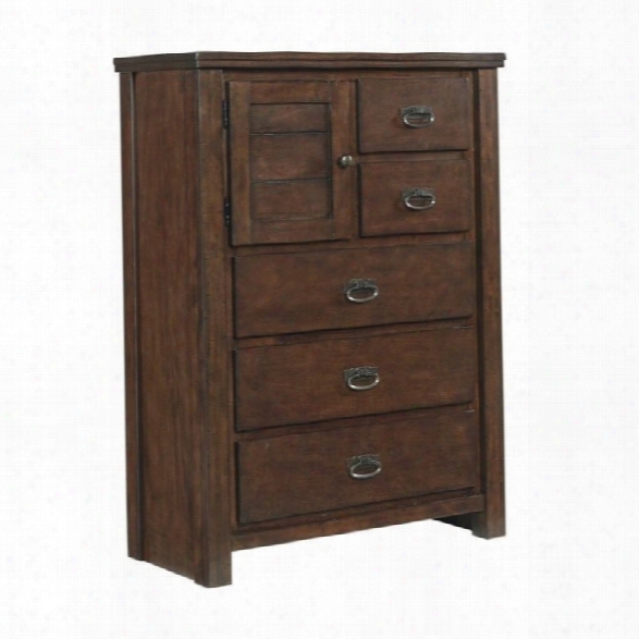 Ashley Ladiville 5 Drawer Wood Chest In Rustic Brown