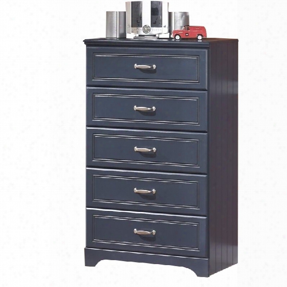 Ashley Leo Wood 5 Drawer Chest In Blue