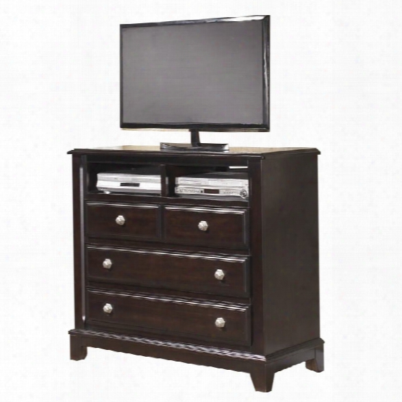 Ashley Ridgley 3 Drawer Wood Media Chest In Dark Brown