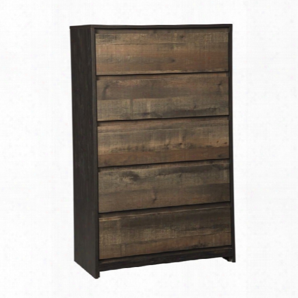 Ashley Windlore 5 Drawer Chest In Dark Brown