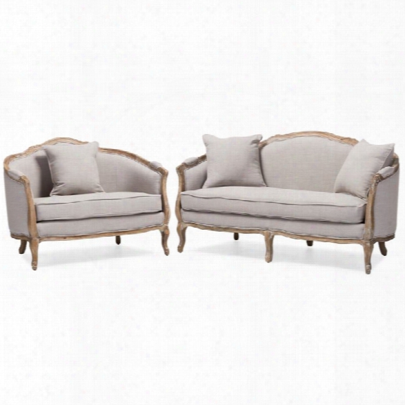 Chantal French Country 2 Piece Sofa Set In Beige