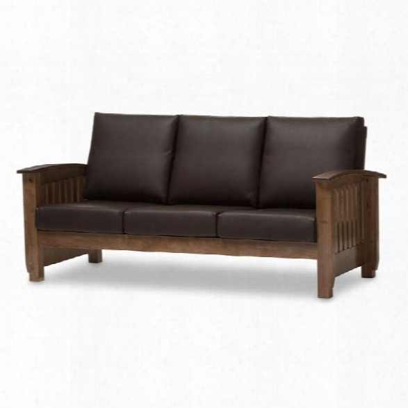 Charlotte Faux Leather Sofa In Dark Brown