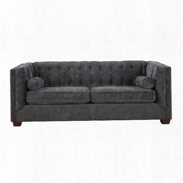 Coaster Alexis Transitional Microvelvet Chesterfield Sofa In Charcoal