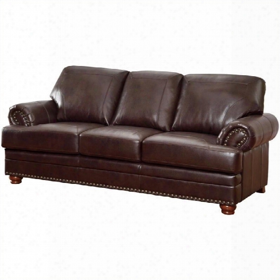 Coaster Colton Leather Sofa In Brown