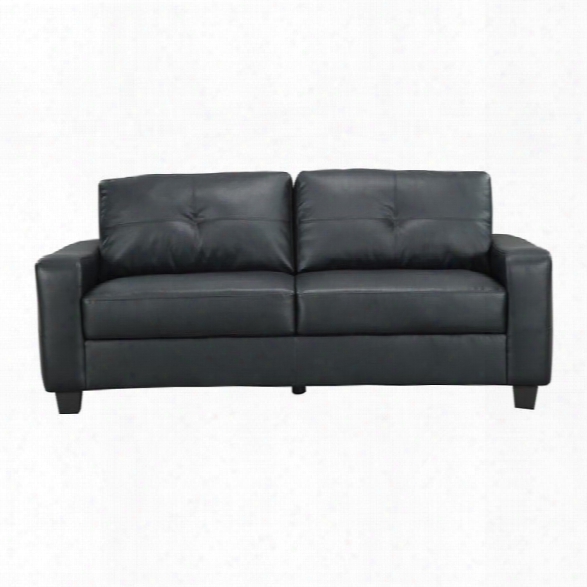 Coaster Jasmine Leather Sofa In Black