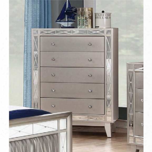 Cosater Leighton 5 Drawer Chest In Silver