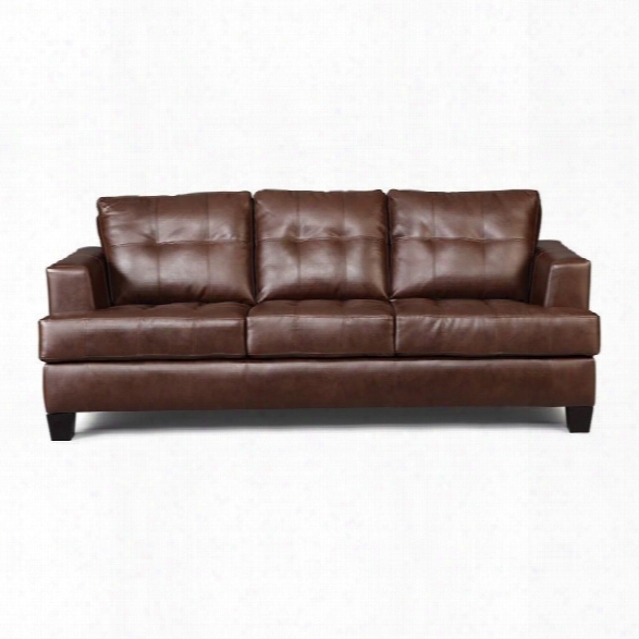 Coaster Samuel Faux Leather Stationary Sofa In Dark Brown