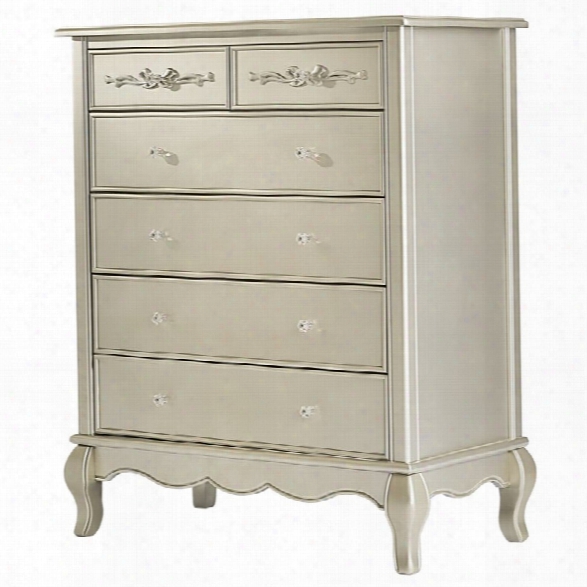 Evolur Aurora 5 Drawer Chest In Gold Dust